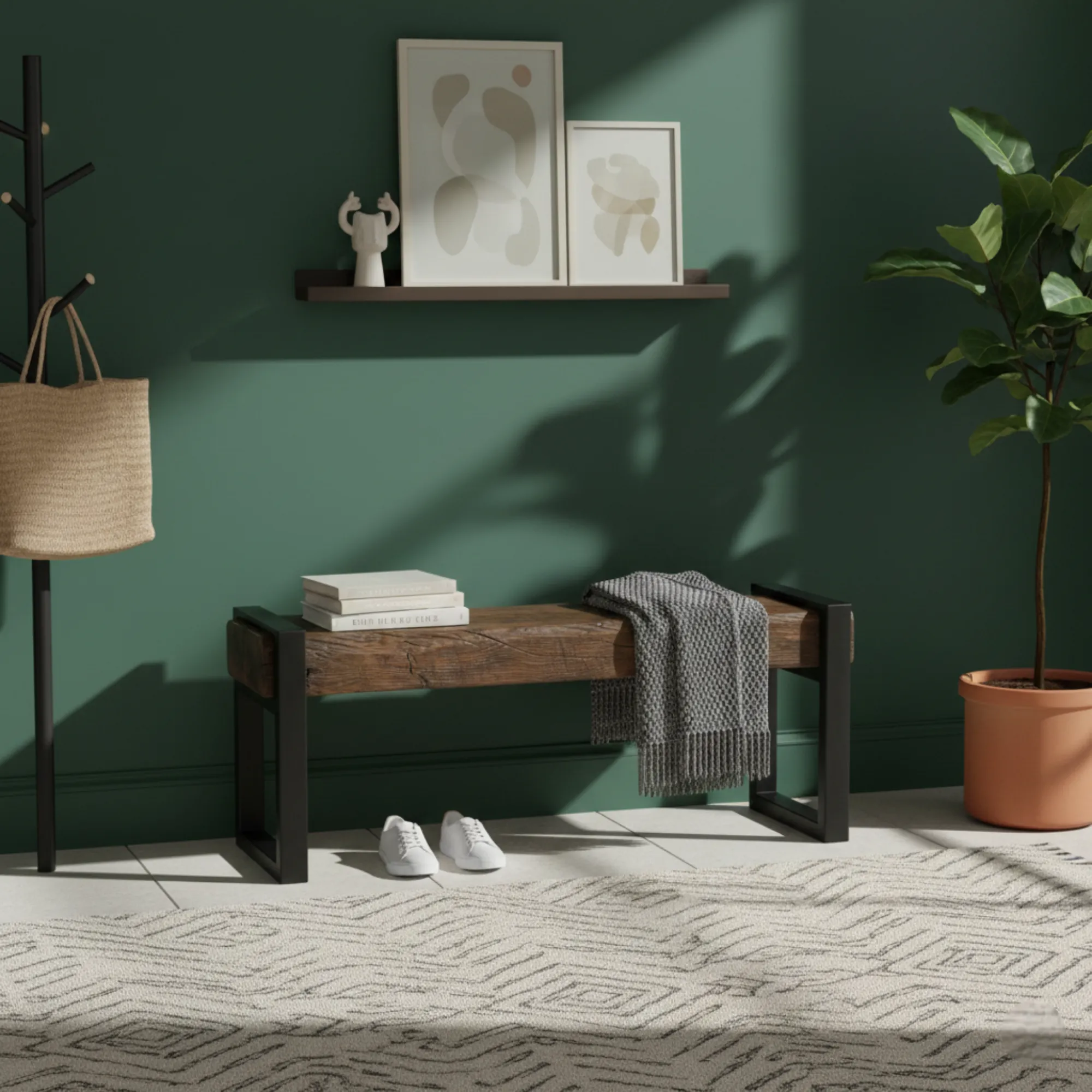 Rustic Wooden Entryway Bench - view 7