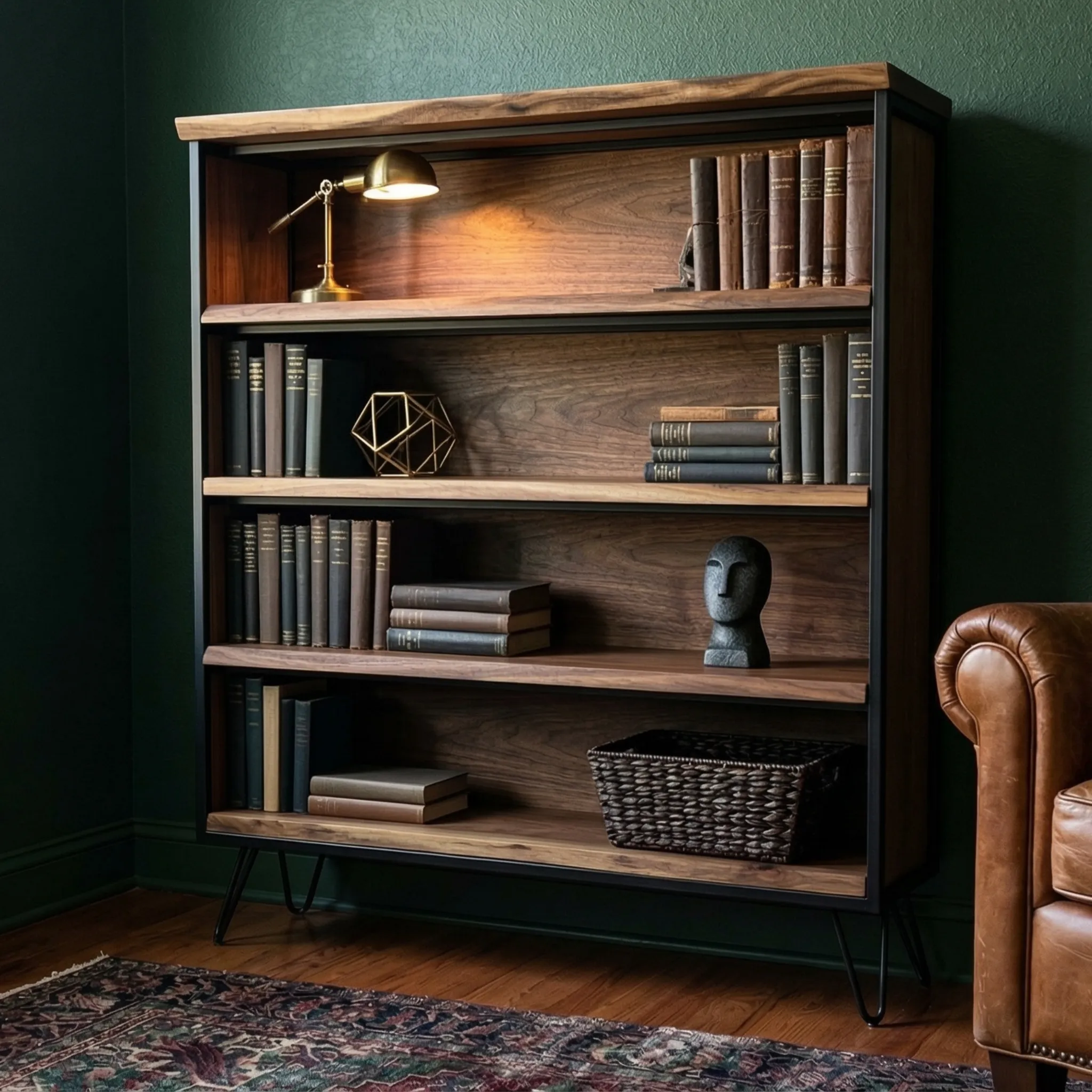 Wide Solid Wood Display Shelf