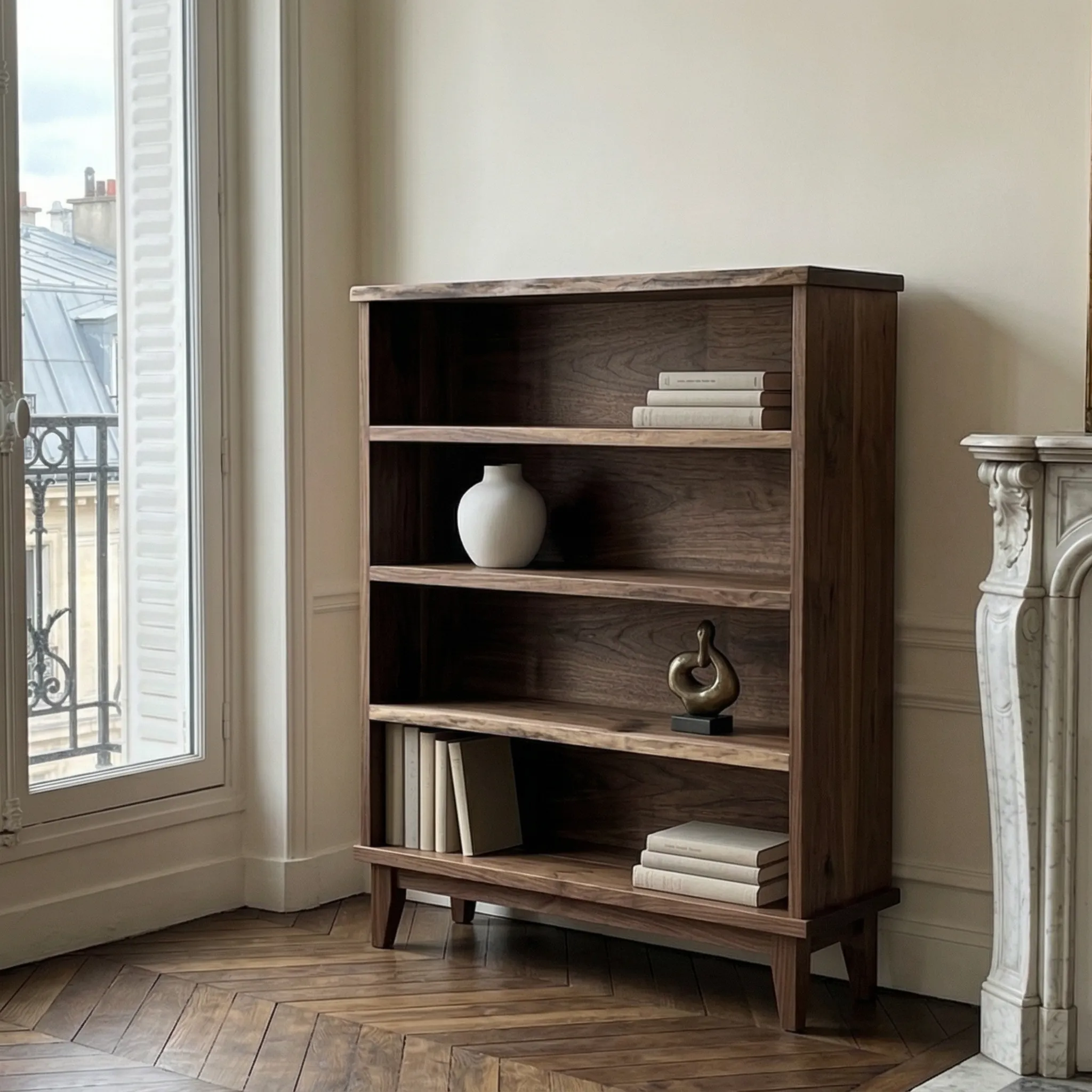 Tall Narrow Wood Bookshelf - view 4
