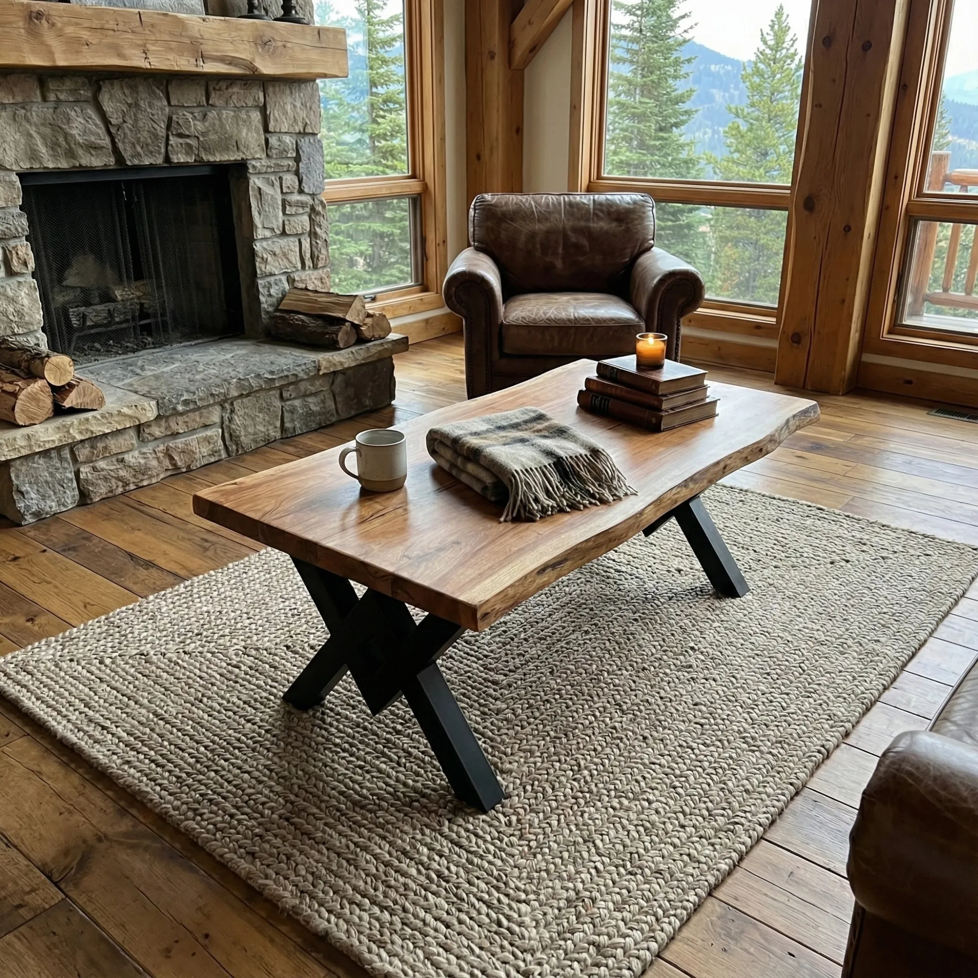 Natural Edge Wood Coffee Table - view 1